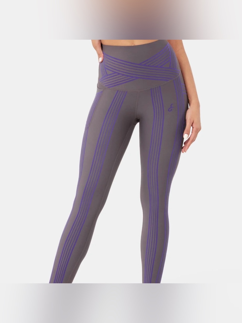 Fanka PowerBand Resistance Leggins  (Rever Wear) Large Cloud Gray Aurora Violet